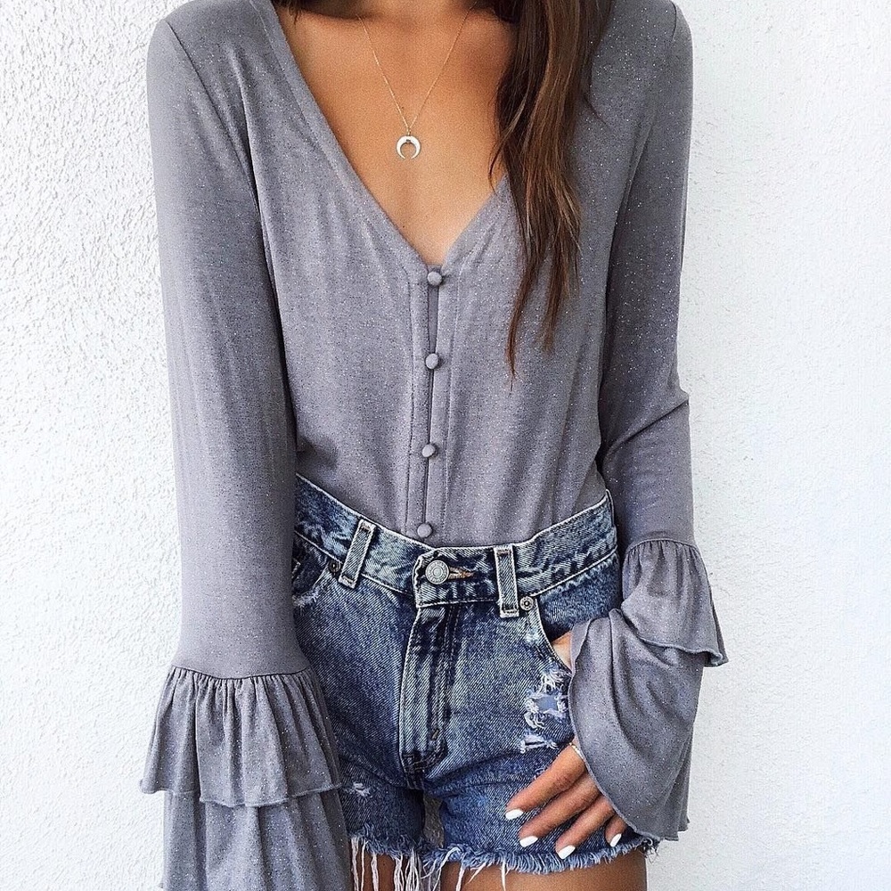 NWT Chaser Tiered Peplum Glitter Bodysuit